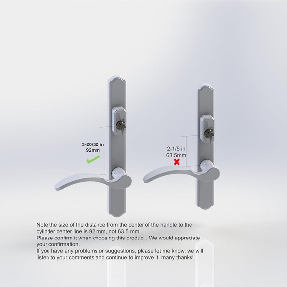 Hinged Patio Door Handle System Filled with Lever Handle Mortise Lock Set Univsl - Picture 3 of 13